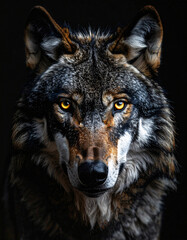 Fototapeta premium Majestic wolf portrait in dramatic fine art photography