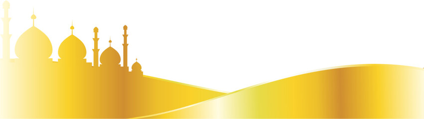 vector illustration of a golden mosque banner