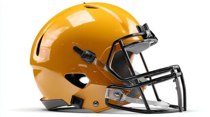Close up of classic american football helmet isolated on white background sports equipment safety gear for training and game concept