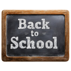 Chalkboard with "Back to School" text, white isolated background