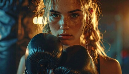 Close-up of a young female boxer
