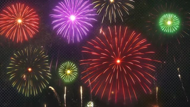 pyrotechnics on clear backdrop moving backgrounds for fireworks cartoon of celebratory background with shining rays and fire particles gorgeous burst of pyrotechnics
