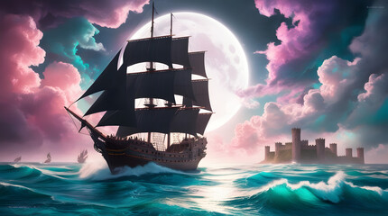 the ship in the ocean