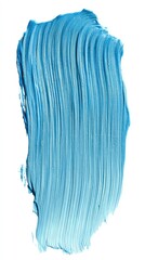 A light blue, vertical painterly stroke, thick and textured, is set against a stark white background. The brushstrokes show visible texture and directionality