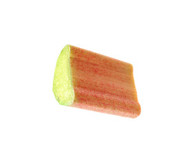 Piece of fresh ripe rhubarb isolated on white