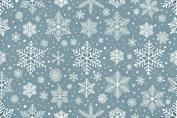 Seamless Pattern of White Snowflakes on a Blue Background Keywords: snowflake, snow, winter, pattern, seamless, background, texture, cold, frost isolated on a transparent background