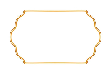 Golden shiny 3d frame. Luxury ornamental border in oriental style. Indian decorative element. Realistic object mockup for photo frame. Vector for certificate, stamp, vignette