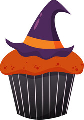 Halloween Cupcake with Witch Hat Illustration
