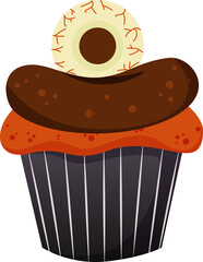 Halloween Cupcake with Eyeball Illustration