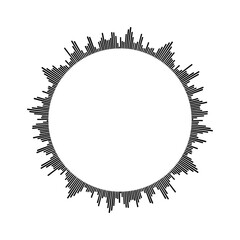 Dynamic circular audio waveform pulse representing sound energy and digital data flow in a modern abstract design