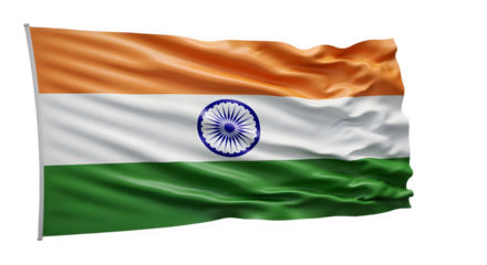 Waving flag of india isolated on transparent background, a symbol of the country