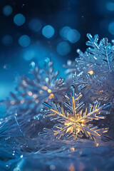 Obraz premium Elegant abstract background with lots of shining snowflakes of different shapes, creating the effect of depth and movement