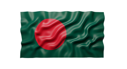 Waving flag of bangladesh isolated on transparent background, a symbol of the country