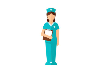 Female nurse holding clipboard healthcare worker in uniform medical care professional for hospital or clinic promoting health and wellness for doctors