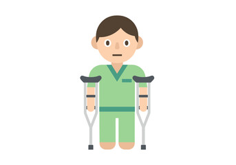 Patient recovering using crutches for mobility symbolizing healthcare assistance and medical recovery after injury or surgery
