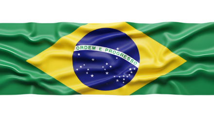 Waving flag of brazil isolated on transparent background, a symbol of patriotism