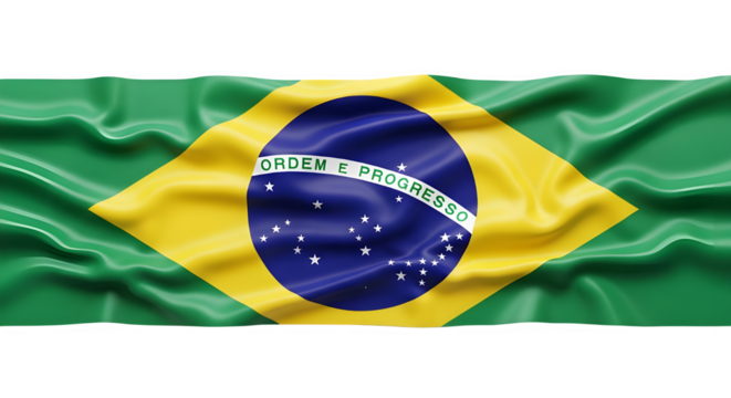 Waving flag of brazil isolated on transparent background, a symbol of patriotism - Powered by Adobe