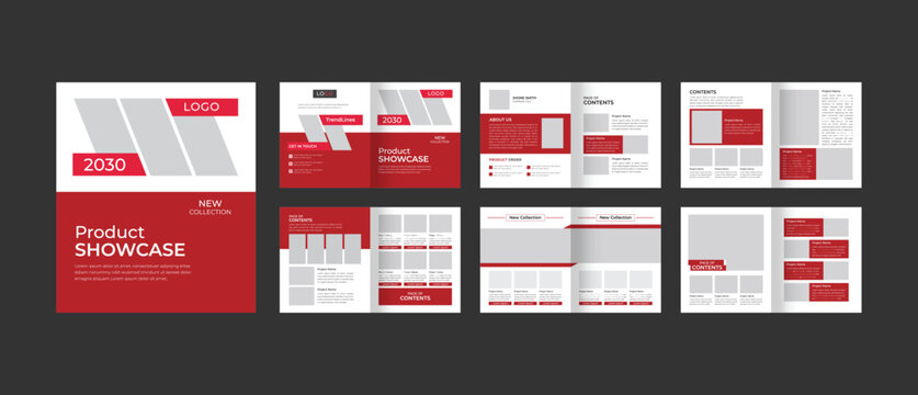 modern furniture catalog brochure design. Red color Minimalist product brochure layout, fully red background IKC design.