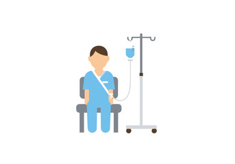 Hospital patient receiving intravenous therapy at the hospital bedside during treatment
