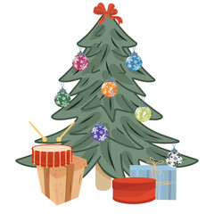 Christmas Tree and Gifts Illustration, Holiday Tree, Presents at Tree