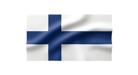 Obraz premium Finnish flag with fabric texture isolated on transparent background waving in wind