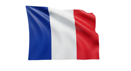 Waving flag of france isolated on transparent background, a symbol of french pride