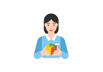 Brainy woman enjoying a cube toy for cognitive skill development and fun learning challenges representing problem solving