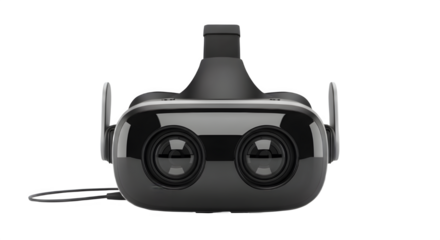 Vr headset isolated on transparent background, virtual reality device for gaming