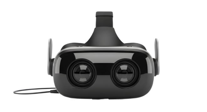 Vr headset isolated on transparent background, virtual reality device for gaming