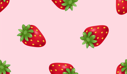 Seamless pattern with cute strawberry.