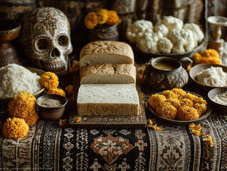 Day of the Dead Altar with Traditional Offerings