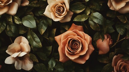 Nature inspired background with large blooming roses and greenery set against a warm earthy tone The design feels grounded and perfect for eco conscious or rustic themed events