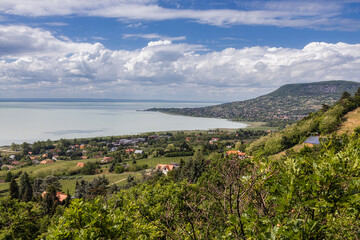 Lake Balaton on Hungary from above.Badacsony