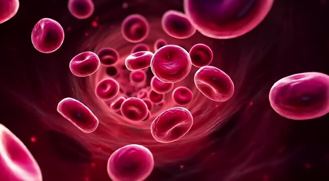 red blood cells moving in an artery