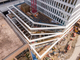 Highrise Building Under Construction In Downtown Raleigh North Carolina On A Sunny Day
