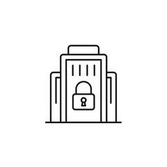 Icon Set Vector of Secure Building with Padlock in Modern Minimalist Style