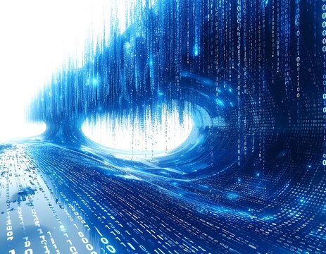 Digital wave of binary code
