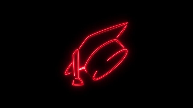 Glowing red neon 4 G symbol animation on black background digital technology concept