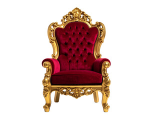 Golden Royal Throne with Velvet Cushions and Ornate Details