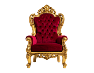 Golden Royal Throne with Velvet Cushions and Ornate Details