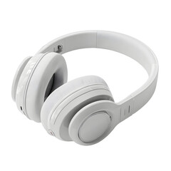 Wireless headphones folded neatly, white isolated background
