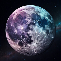 realistic close-up of the moon showing detailed craters and textures under bright light	