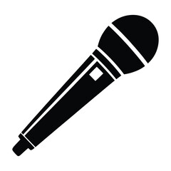 Silhouette of a handheld microphone icon isolated on white background — vector symbol for audio, podcast, music, broadcast, or voice 