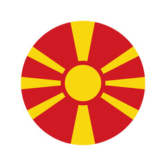 Obraz premium Flag of North Macedonia, vector illustration. Macedonian flag in the shape of a circle. 