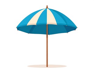 Blue and white striped beach umbrella