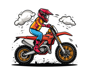 motocross vector illustration, dirt bike riding vector