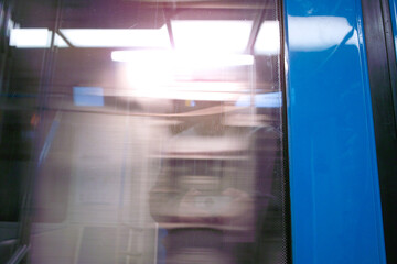 Reflection in subway car