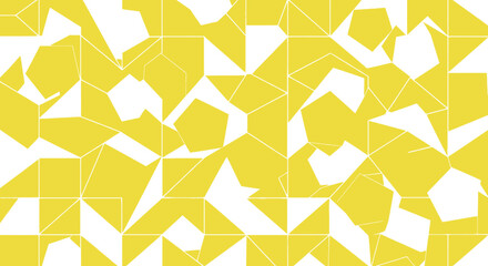 Yellow polygonal shapes pattern on white with thin white outlines