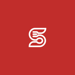 Letter S spoon icon flat vector design