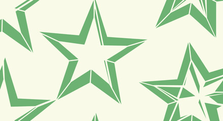 Obraz premium Green star pattern on cream, slightly angled 3D, hollow